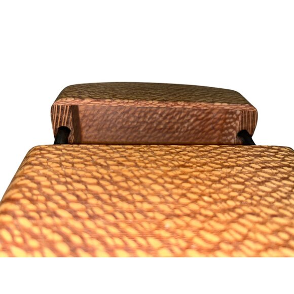 Handmade Wooden Purse Small Box Bag Rubber Handle Artisan Unique Used - Picture 13 of 16